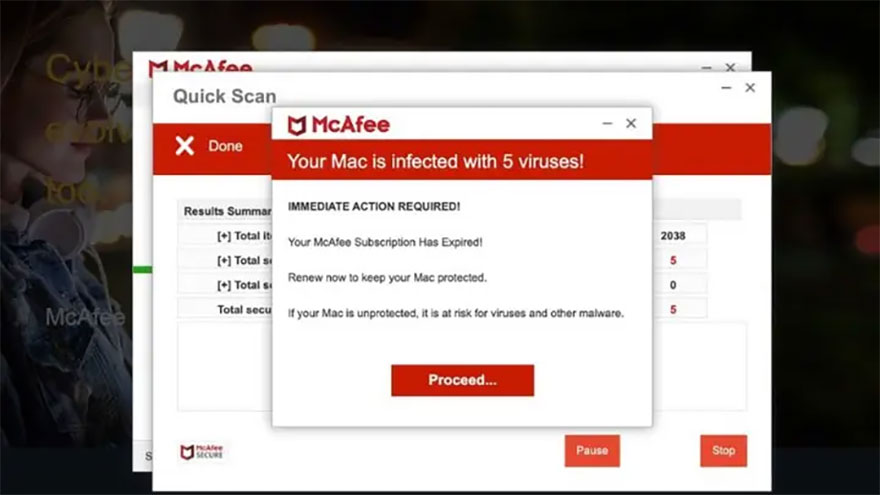 谨防McAfee Google Chrome 弹出窗口骗局